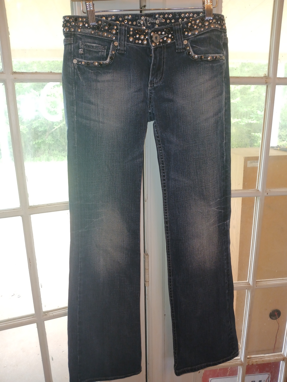Miss Me Women's Dark Wash Studded Bootcut Jeans -size 27